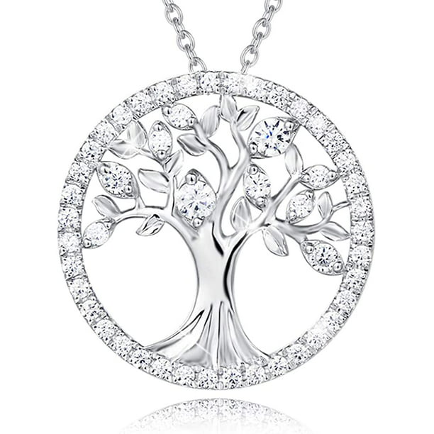 Jewels Obsession Christmas Tree Necklace Rhodium-plated 925 Silver Christmas Tree Pendant with 18 Necklace 